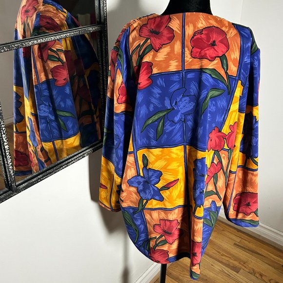 Vintage vest D'Allaird L made in Canada, floral checker - Picture 5 of 7